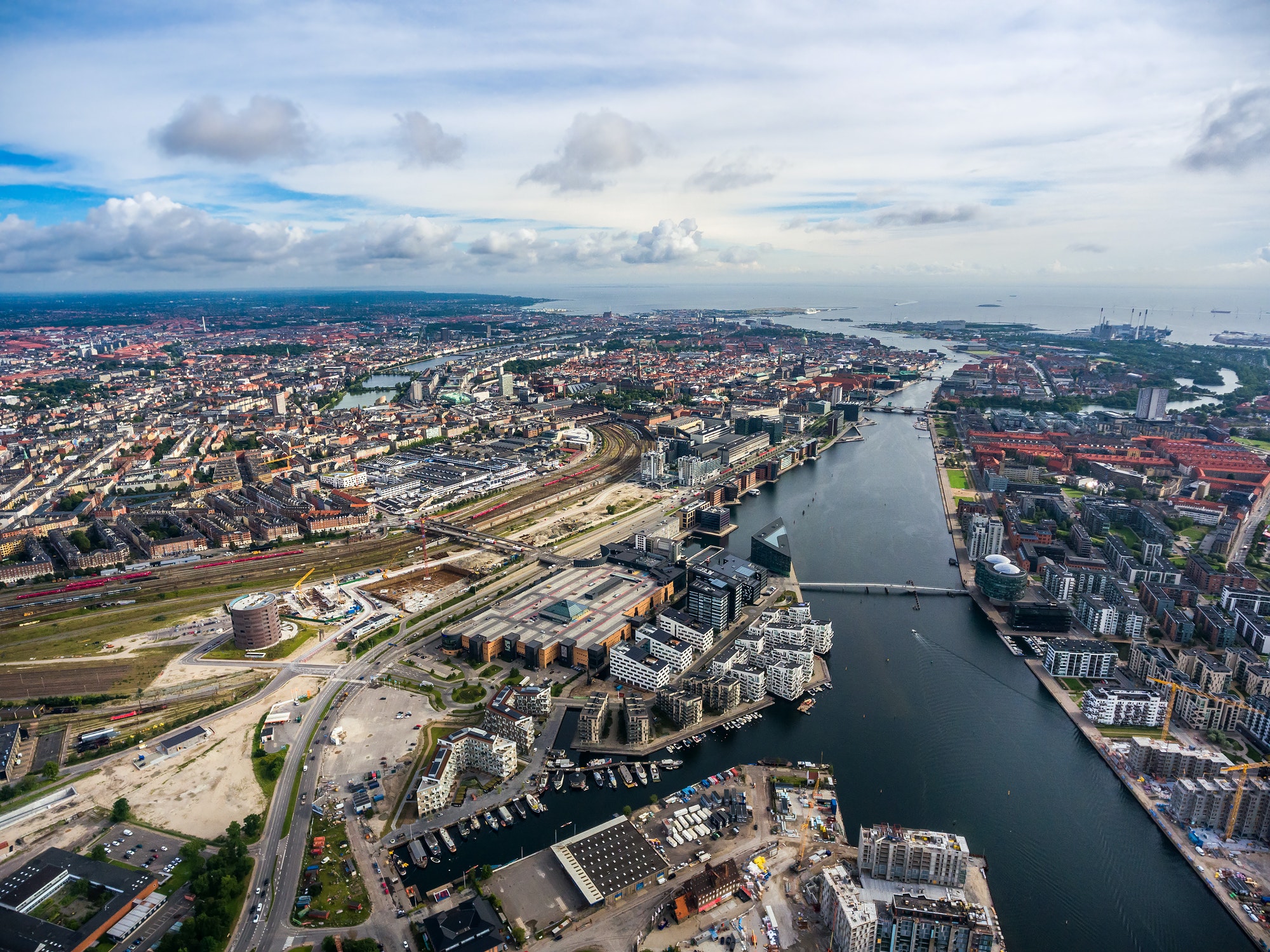 City aerial view over Copenhagen